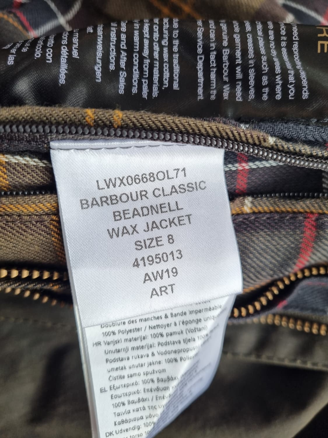 바버 비드넬 왁스 자켓 UK8 상품이미지4