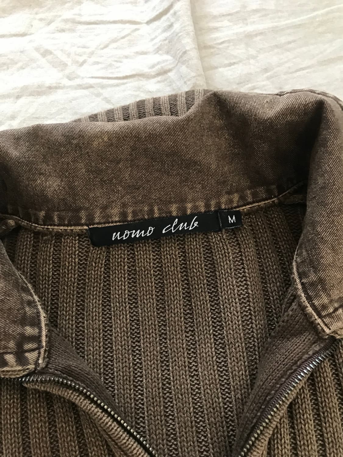 JPN 카라 골지 브라운 니트 반집업 상품이미지7