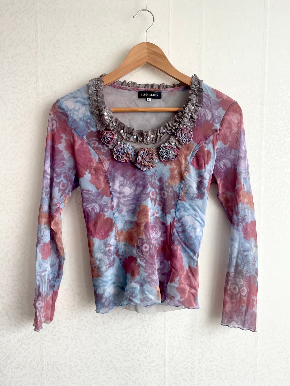 Flower mesh long sleeve top  상품이미지2