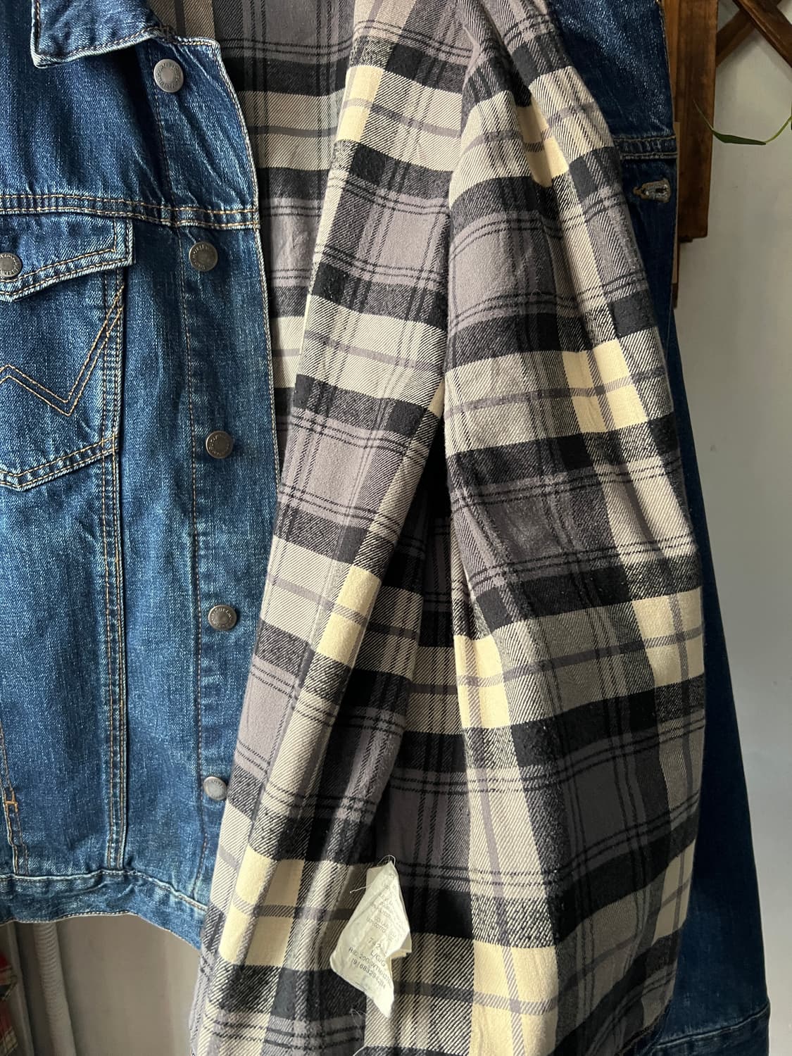 [L]Wrangler USA 랭글러 체크 라이닝 데님 트러커 자켓 상품이미지7