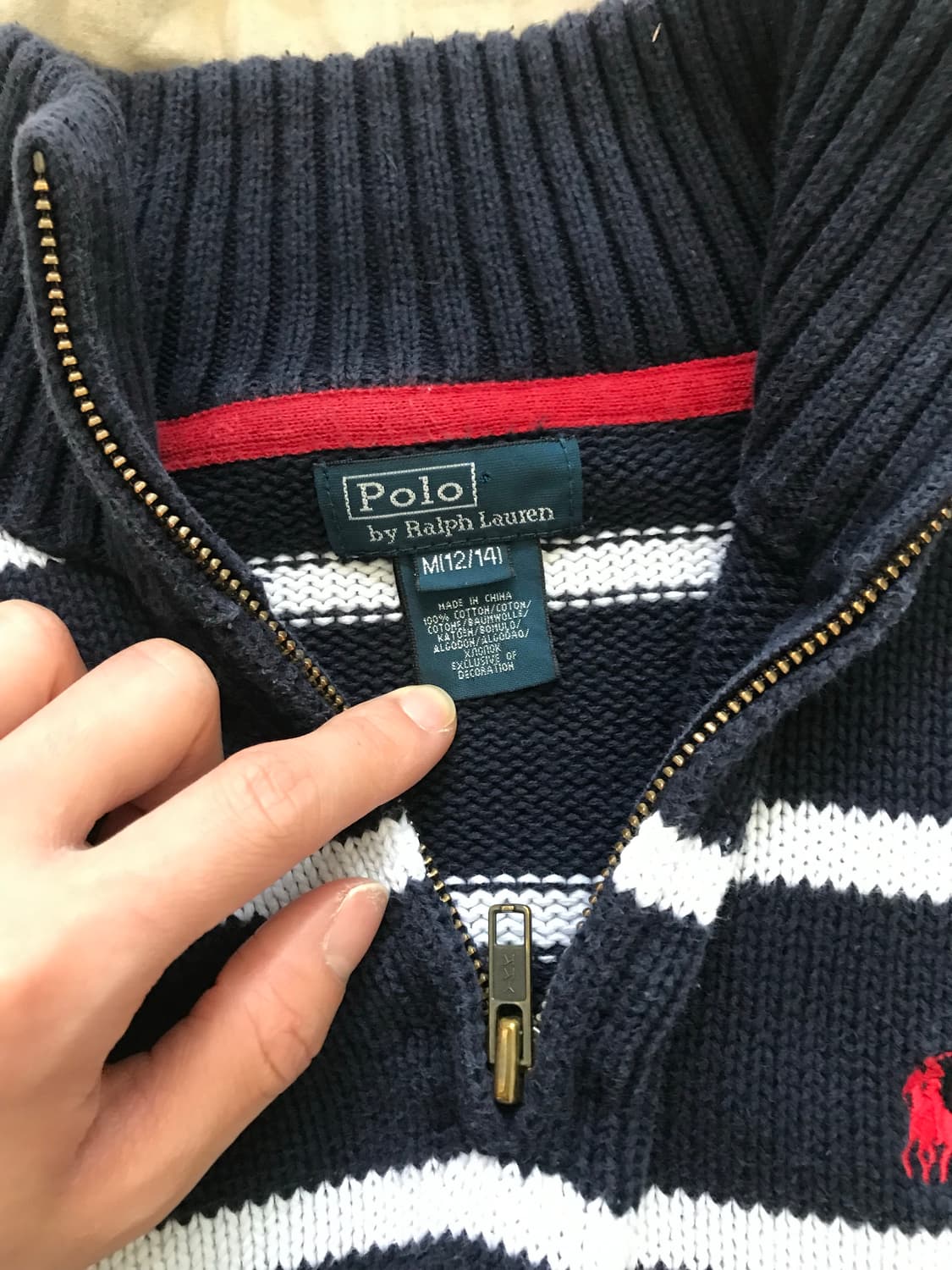 폴로 랄프로렌 포니 로고 스트라이프 반집업 니트 상품이미지7
