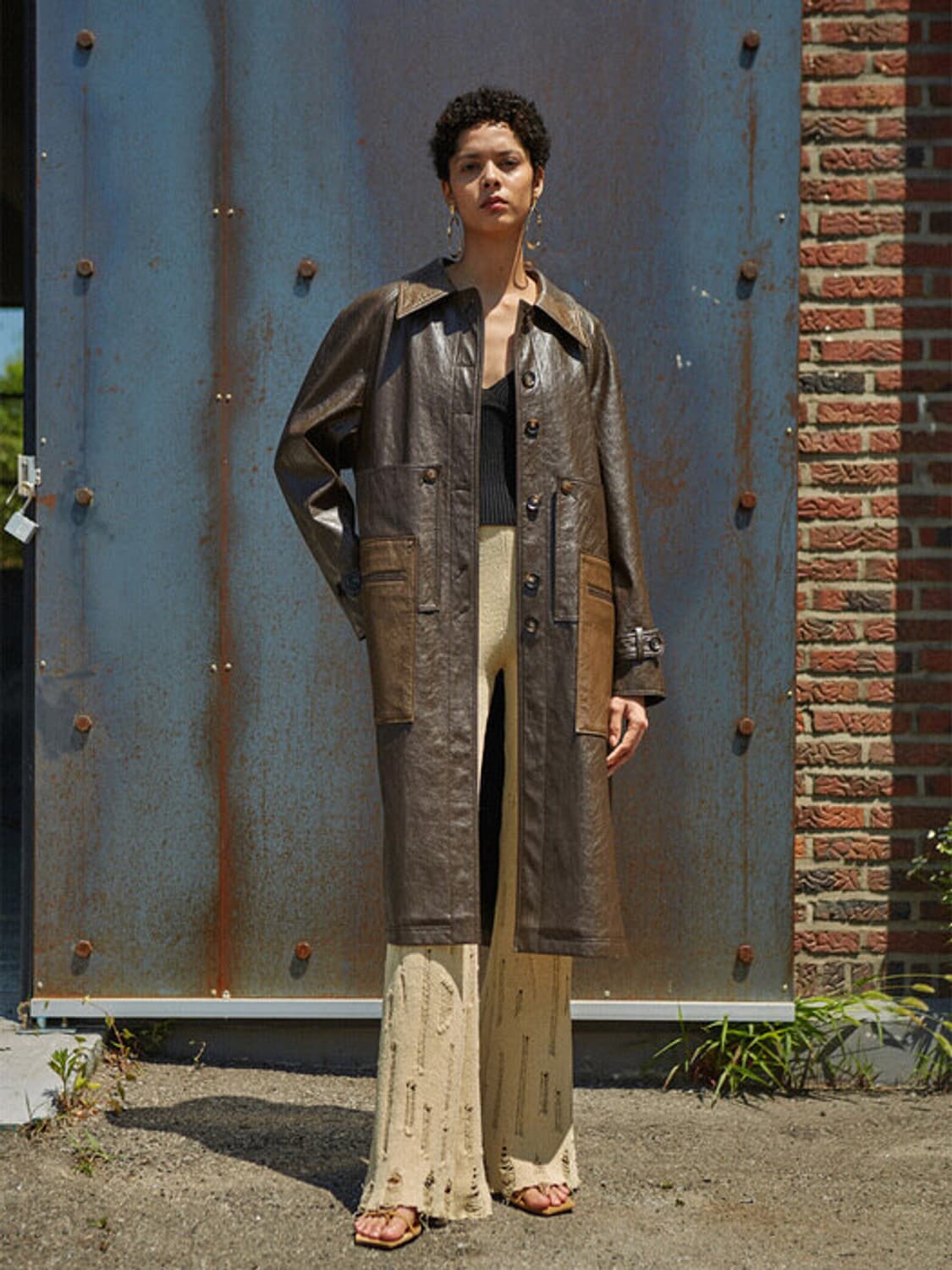 앤더슨벨  코트  AMBER FAUX LEATHER COMBO COAT 상품이미지2