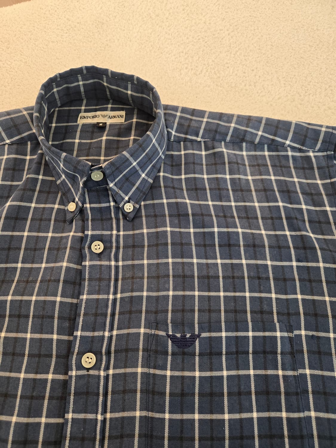 엠포리오알마니 네이비 체크 남방 셔츠 M 상품이미지3