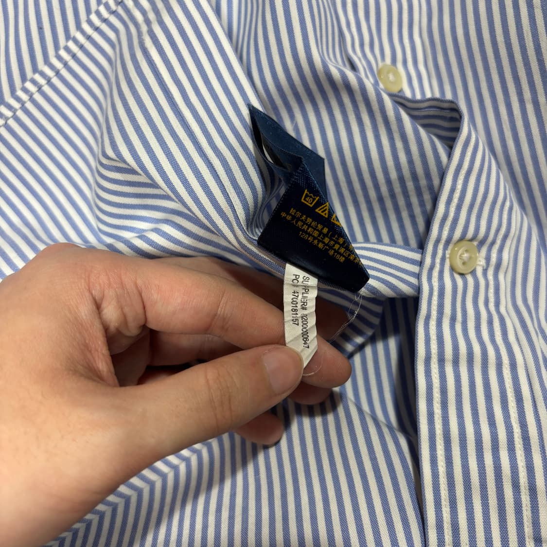 M 폴로 랄프로렌 스카이블루 스트라이프 반팔셔츠 상품이미지6