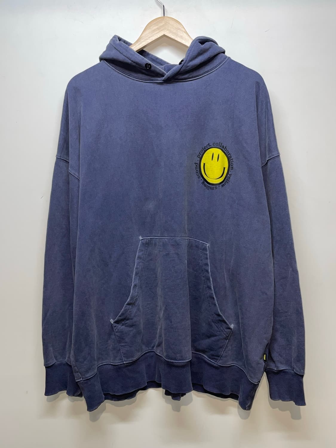 스마일 프린팅 후드티 네이비 상품이미지2