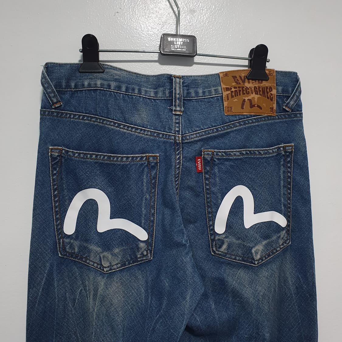 에비수 시그니처 자수 로고 디스트레스드 워싱 클래식 데님 팬츠 청바지 상품이미지8