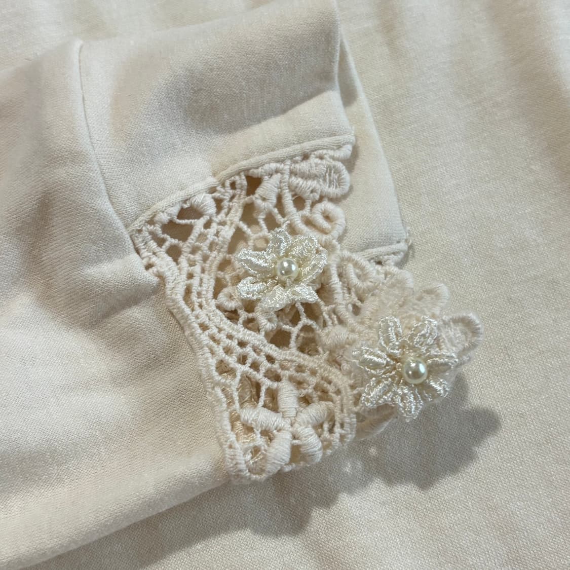 일본빈티지 액시즈팜 아이보리 레이스 플라워포인트 이너 탑 상품이미지5