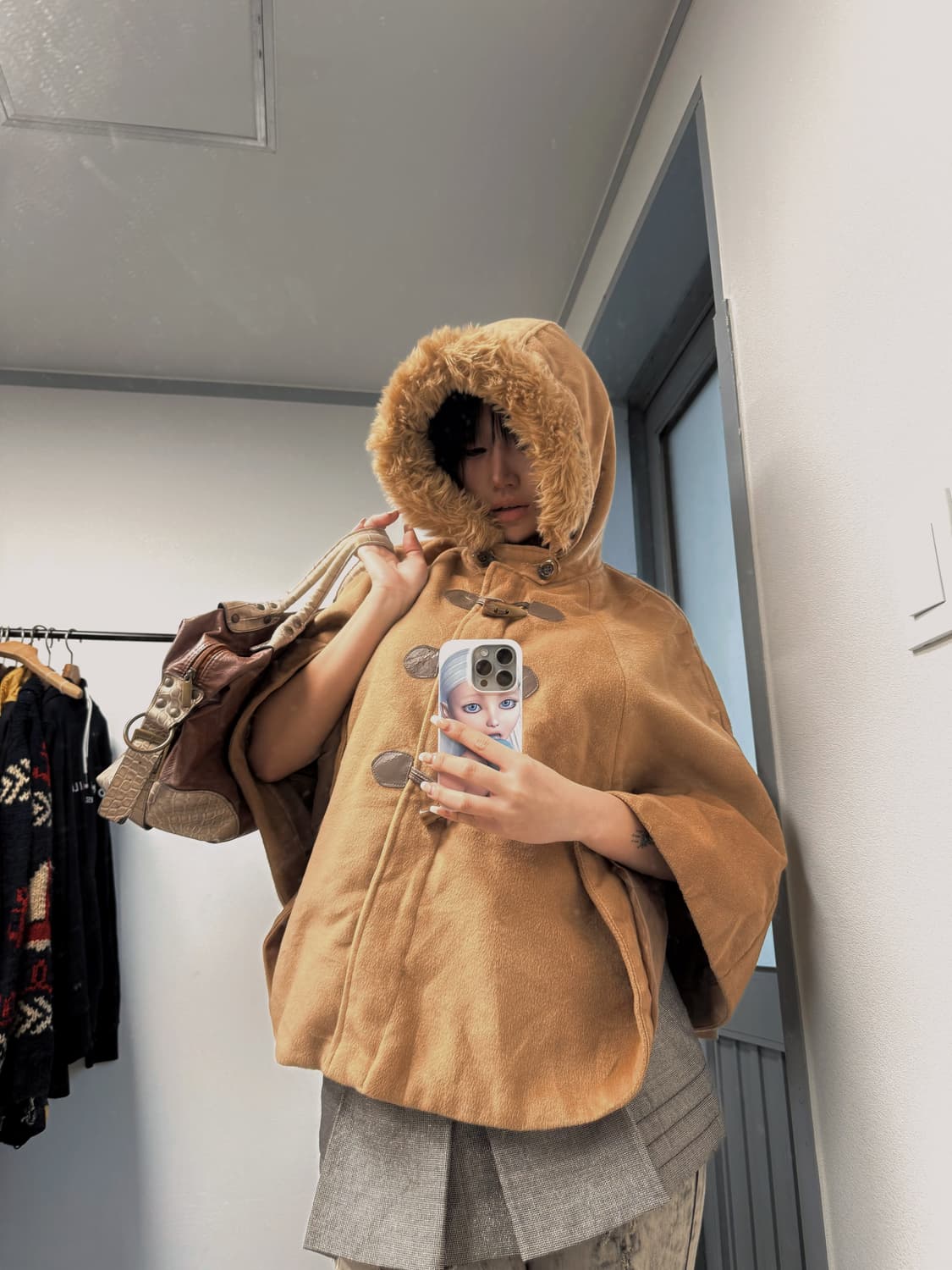 갸루 퍼후드 케이프 상품이미지2