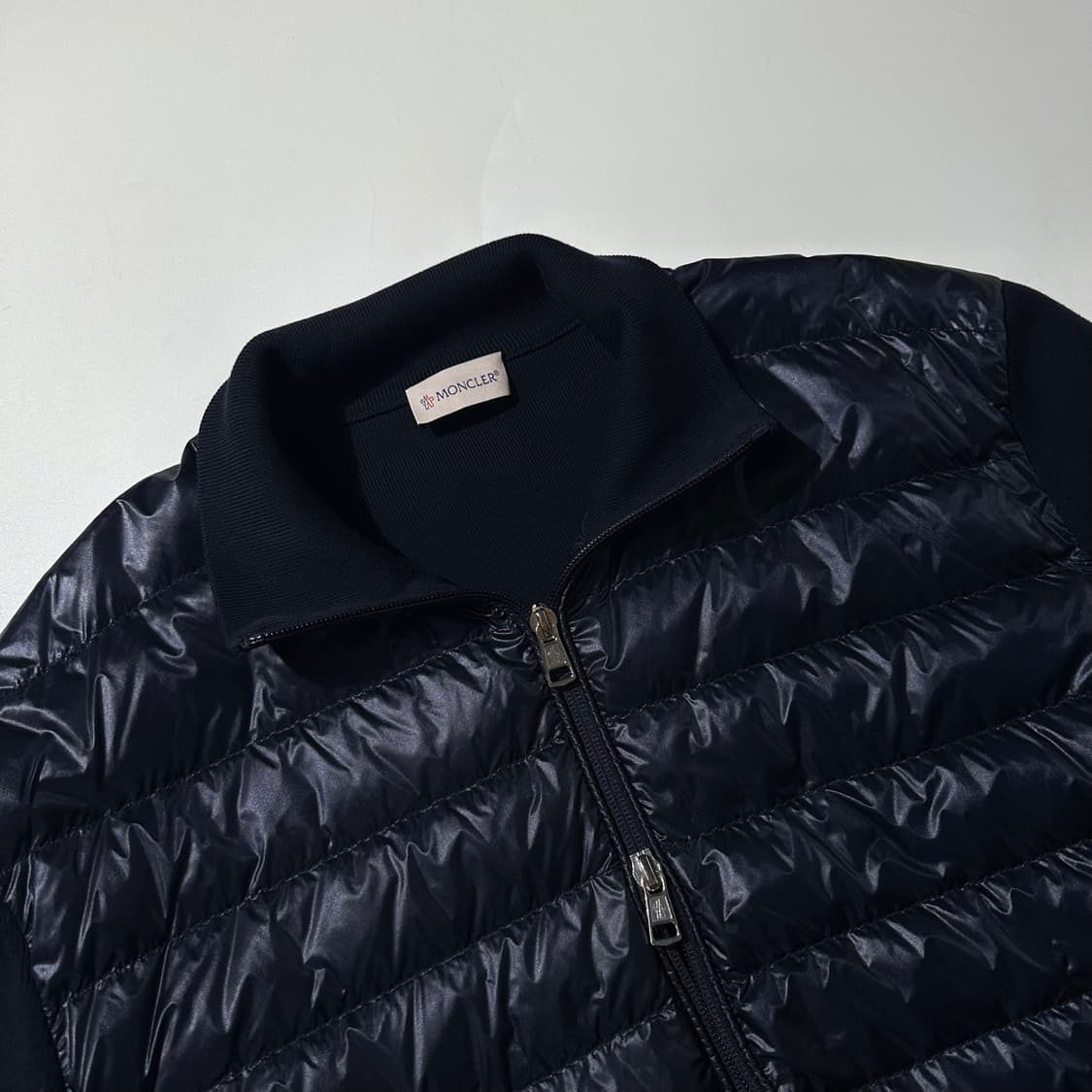 (매장판) 몽클레어 레터링 로고 니트 믹스 구스다운 패딩 상품이미지5