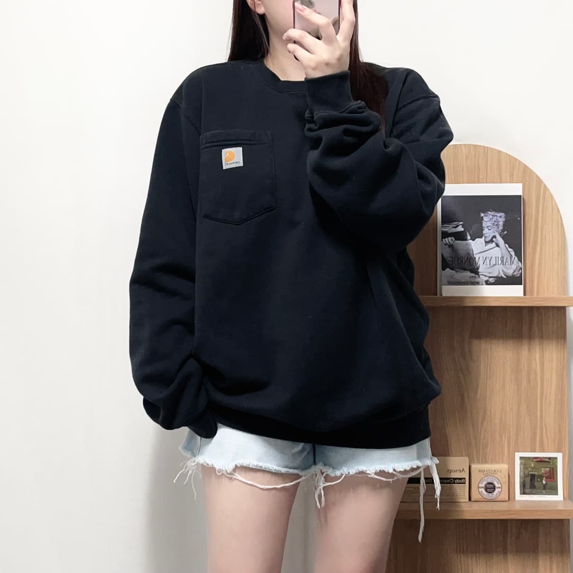 [정품] 칼하트 블랙 포켓로고 기모 맨투맨 [ 오리지널M ] 상품이미지2