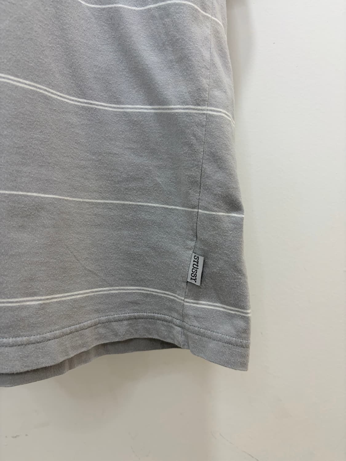  00s Stussy Authentic 스트라이프 그레이 반팔 티셔츠 상품이미지5