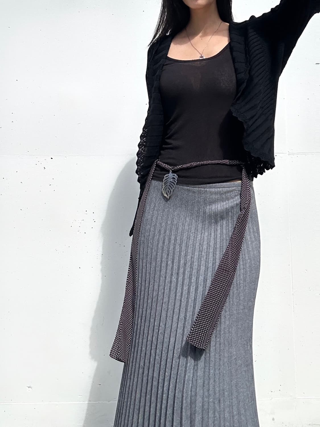 Embroidery open cardigan / black 상품이미지1