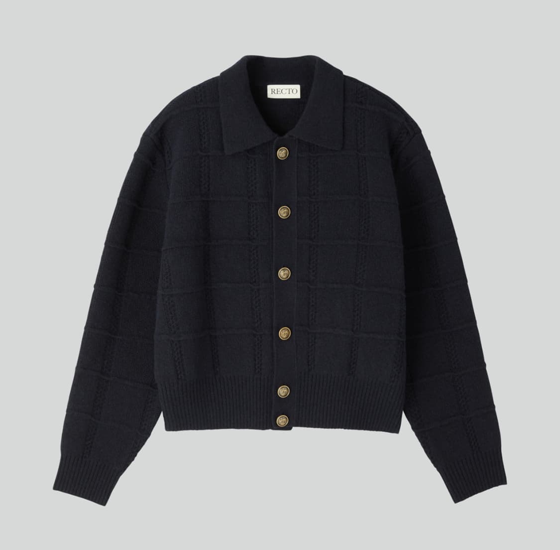 [새상품] 25FW 렉토 빈티지 버튼 카라 김선호 가디건 다크 네이비 상품이미지1