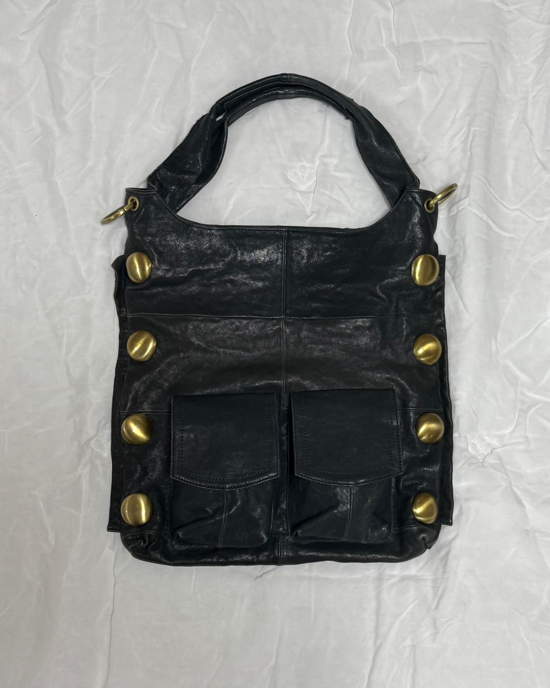 블랙 레더 숄더백 상품이미지1