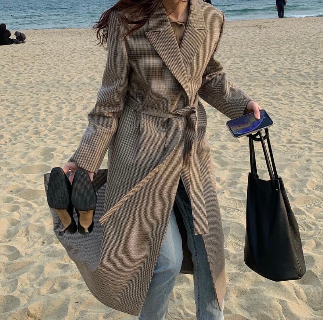 로우클래식 로브 체크 트렌치 코트 S 상품이미지1