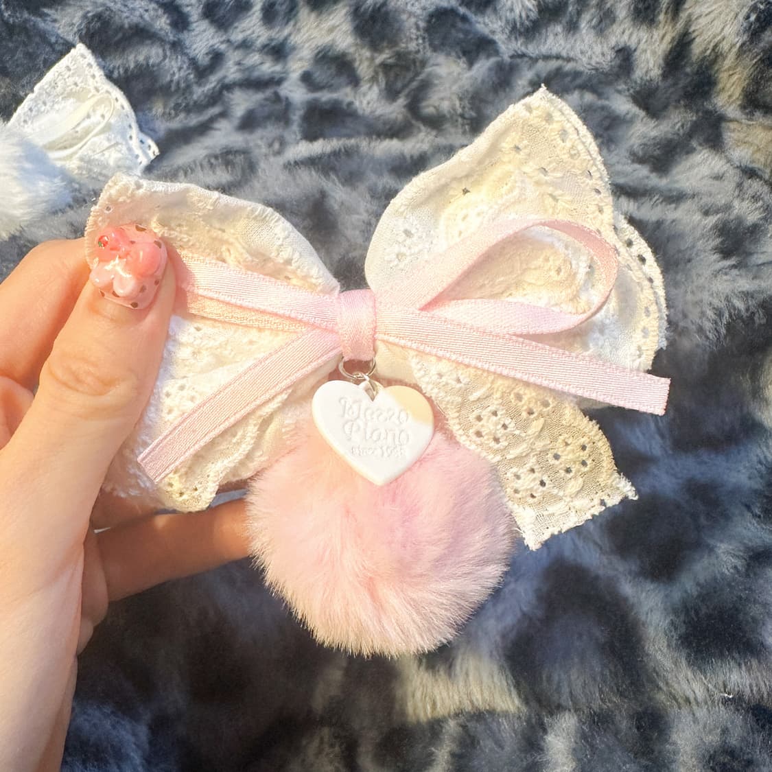 빈티지 리본 폼폼이 키링 히메갸루 로걀 라떼 헤이세이 라떼갸루 리즈리사깔 상품이미지3