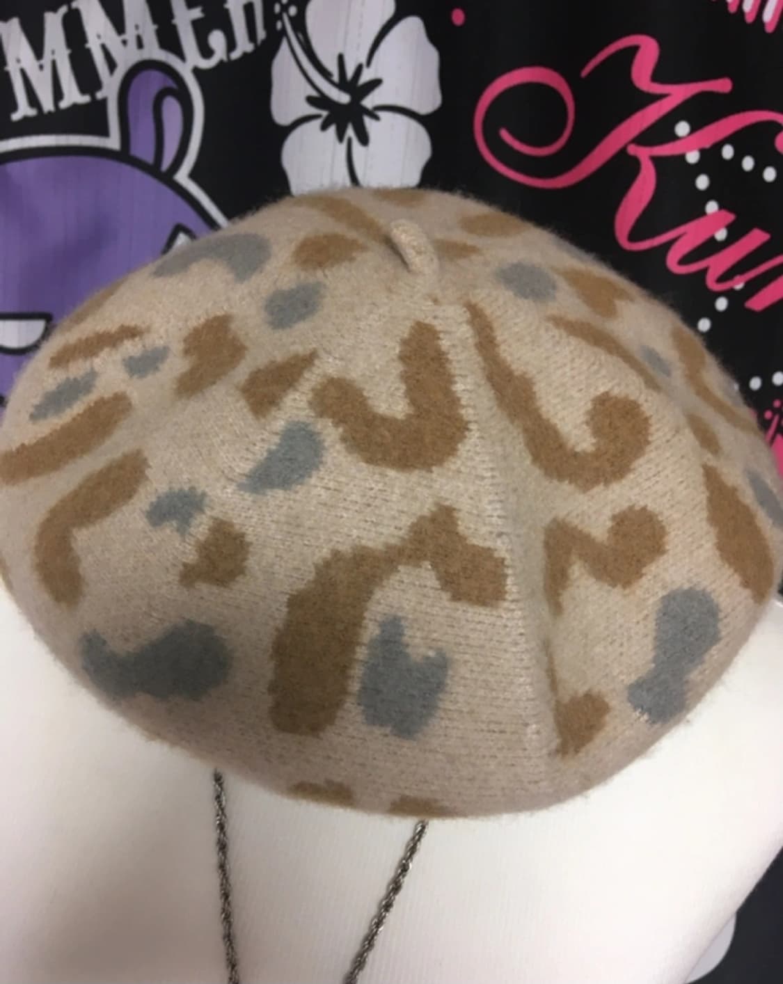 울 호피 베레모 모자 상품이미지1