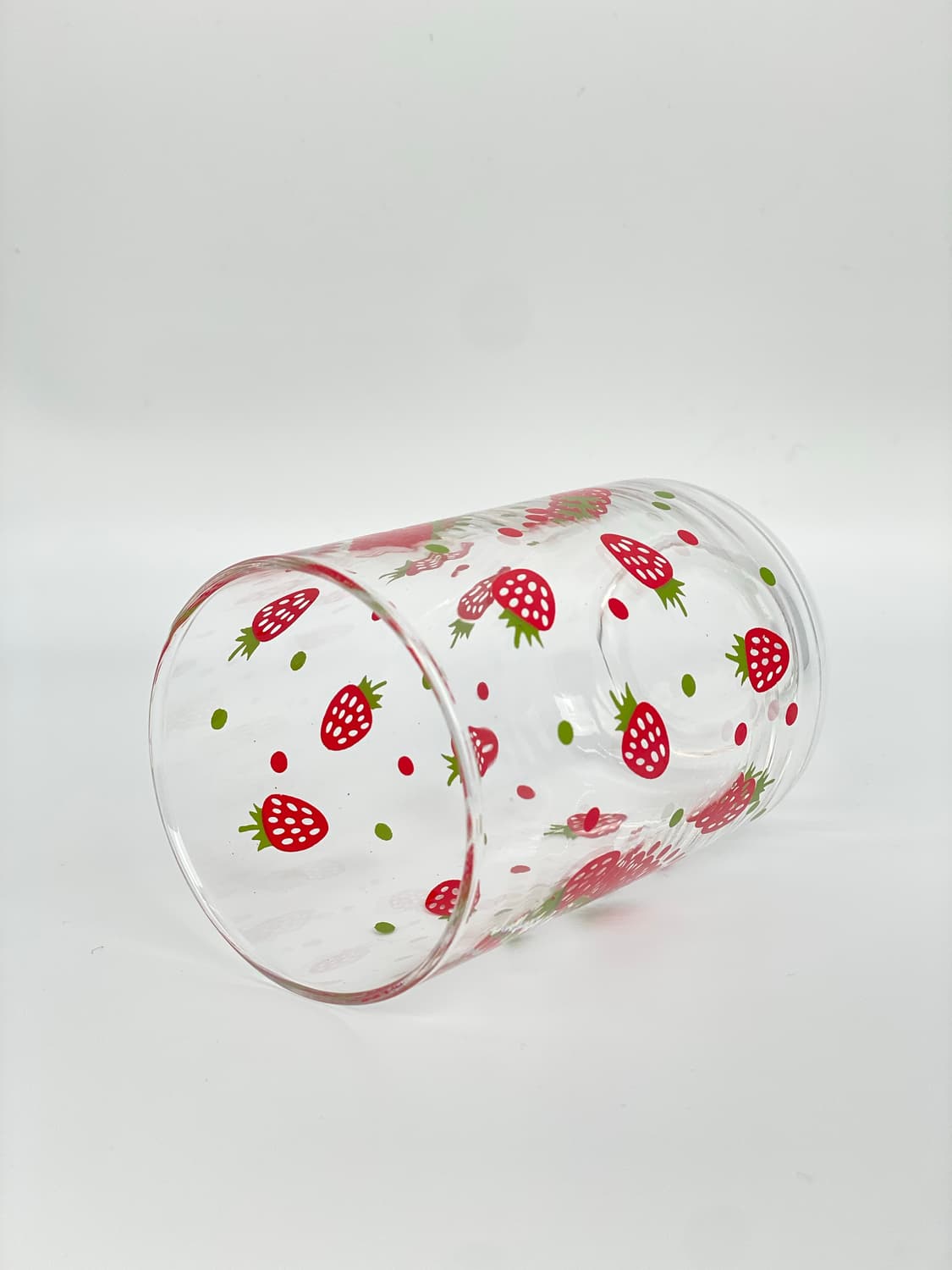 빈티지 딸기 땡땡이 프린팅 유리컵 상품이미지3