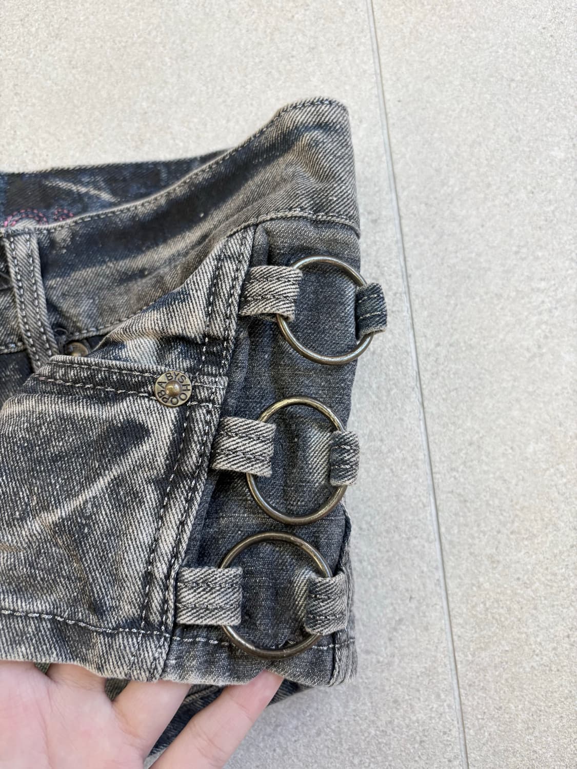 워싱 데미지 링 숏츠 상품이미지3