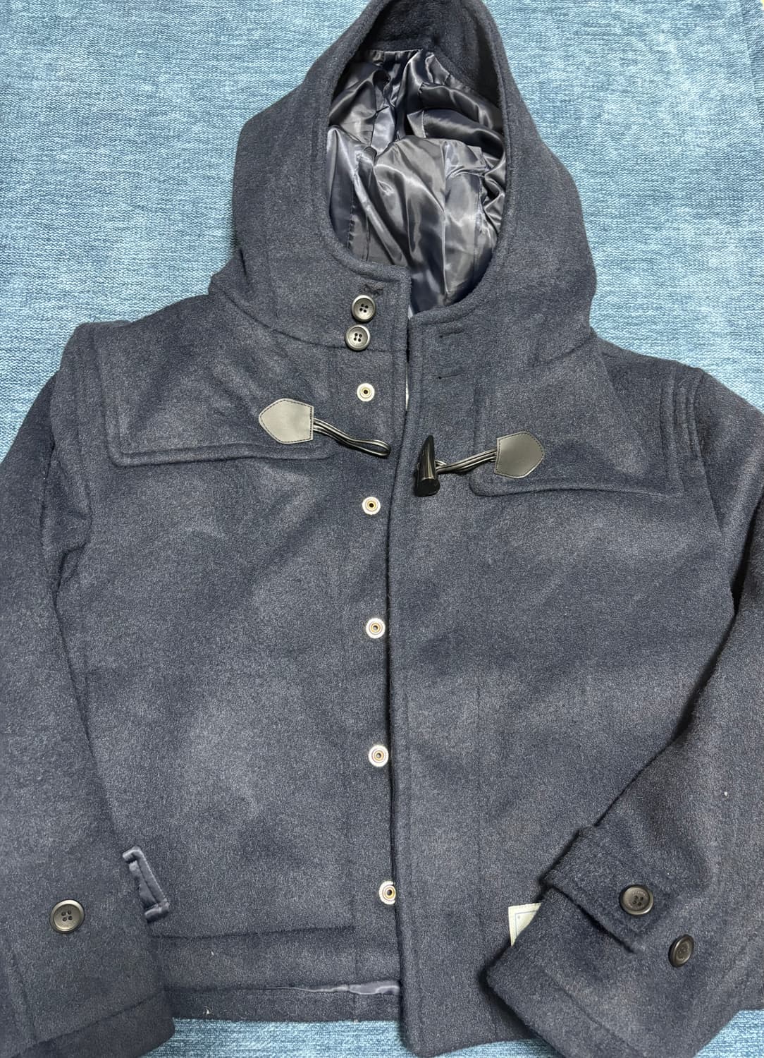 로씨로씨 크롭 후드 코트 네이비 상품이미지2