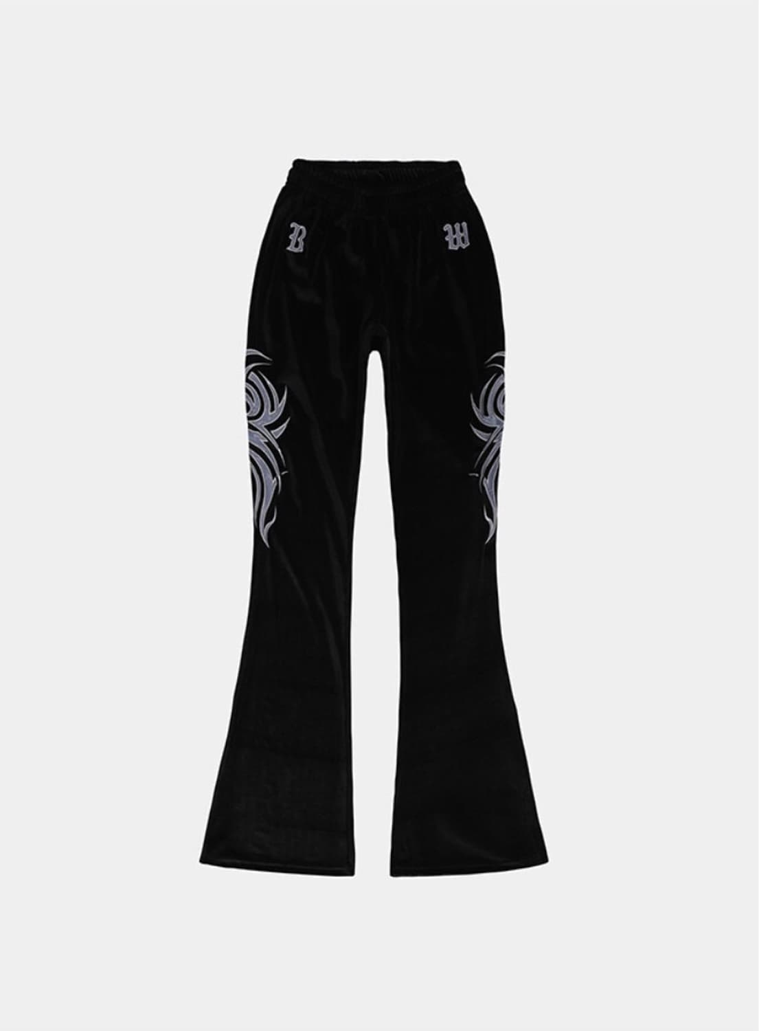 배드블러드 트라이벌 로고 벨벳 붓컷 팬츠 상품이미지1