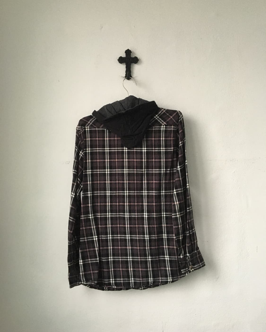 Hood layered check pattern shirt 상품이미지3