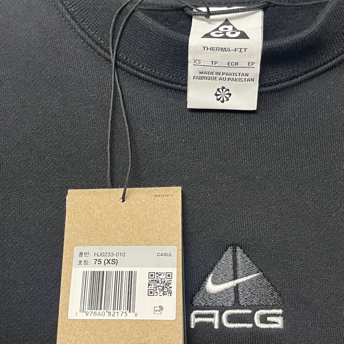 나이키 ACG 블랙 맨투맨 XS 새상품 상품이미지2