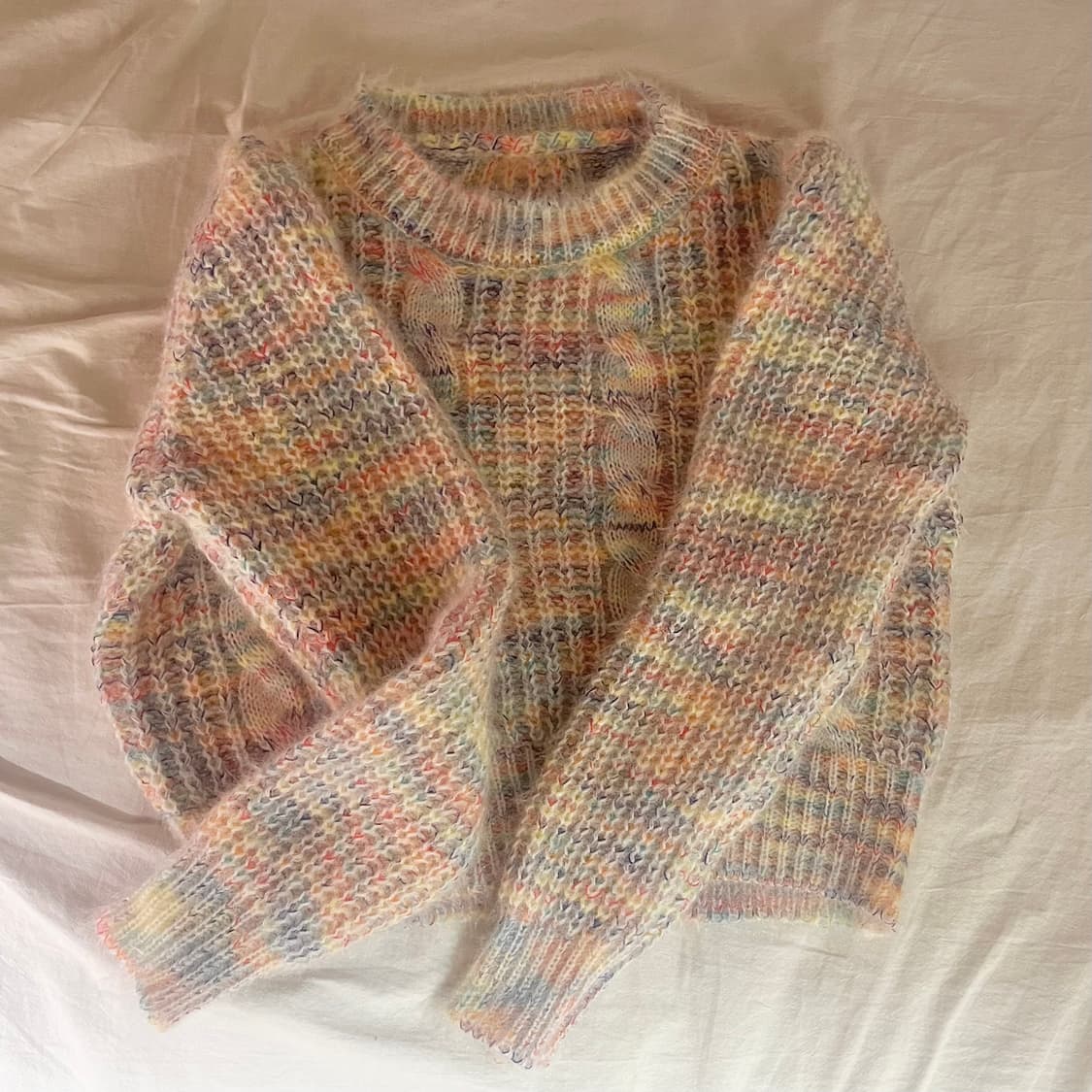 알록달록 꽈배기 니트 (무지개 파스텔톤) 상품이미지2