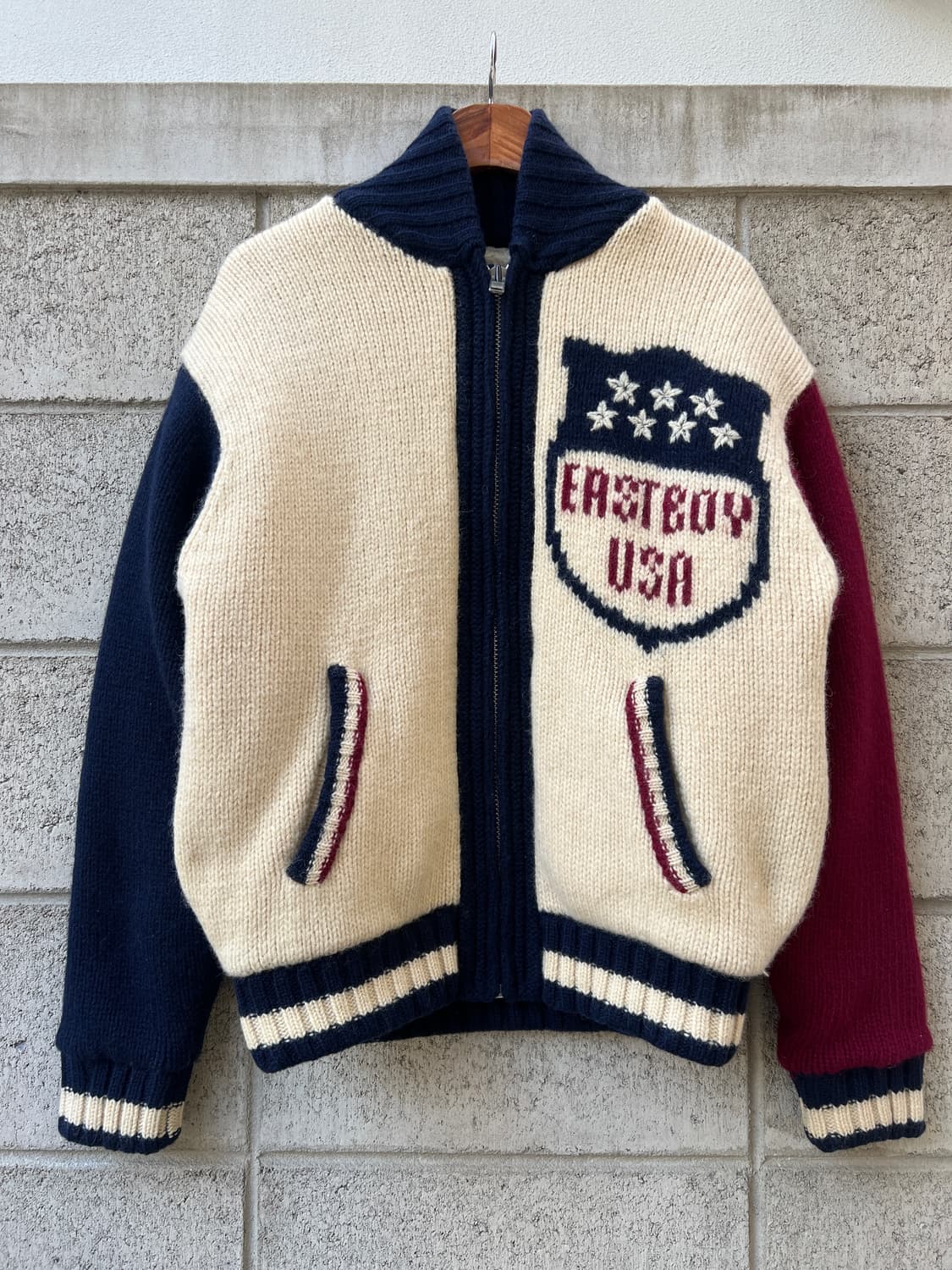 1990s EASTBOY KNIT ZIP UP BOMBER 니트울봄버 상품이미지2