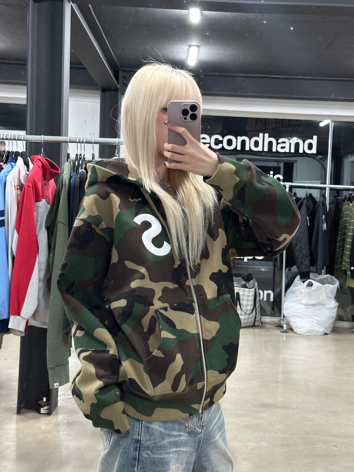 25 FW 슈프림 S 로고 집업 후드 스웨트셔츠 카모 상품이미지1