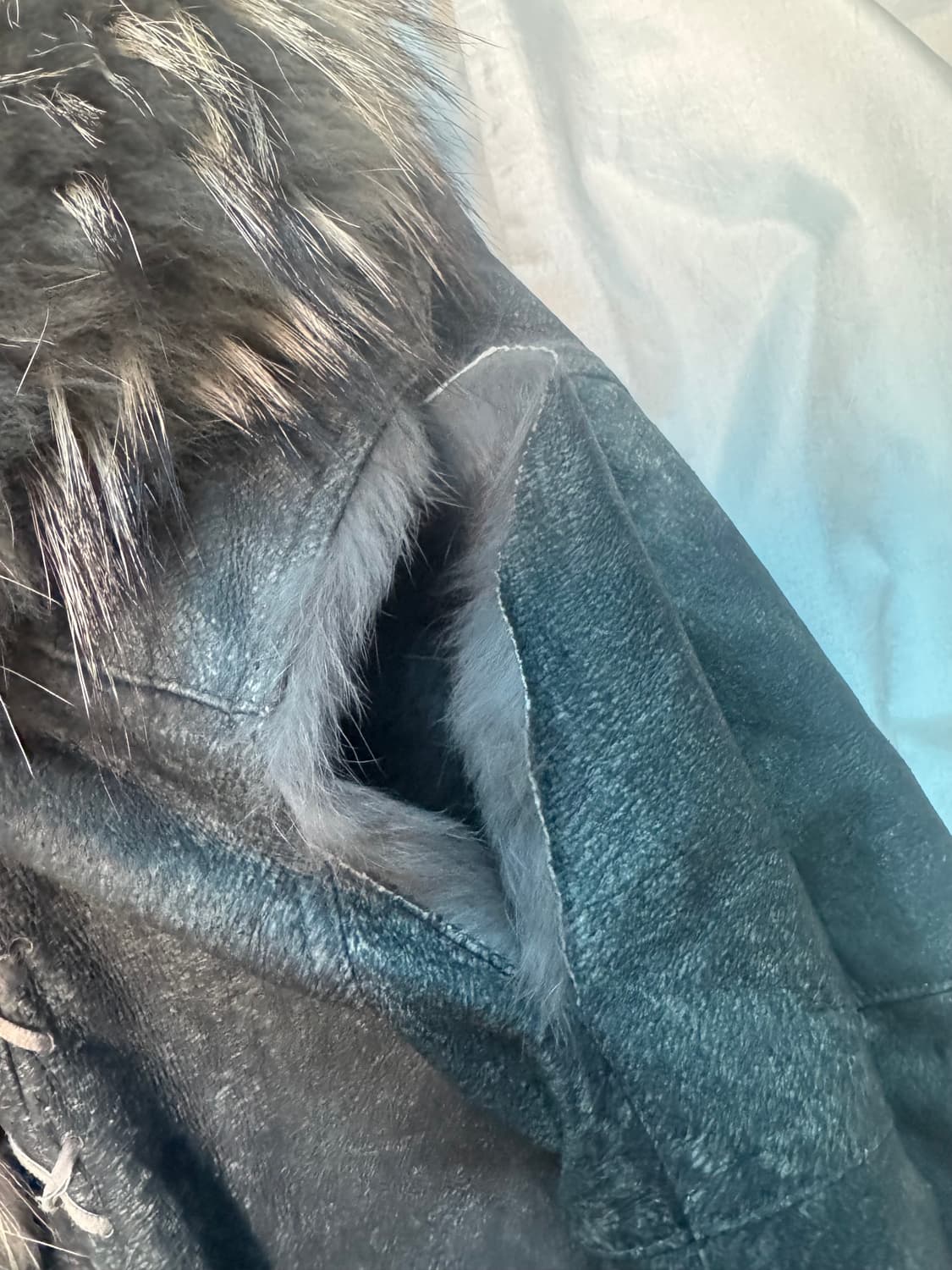 “00s Vkei Style eyelet fur long coat“ 상품이미지4