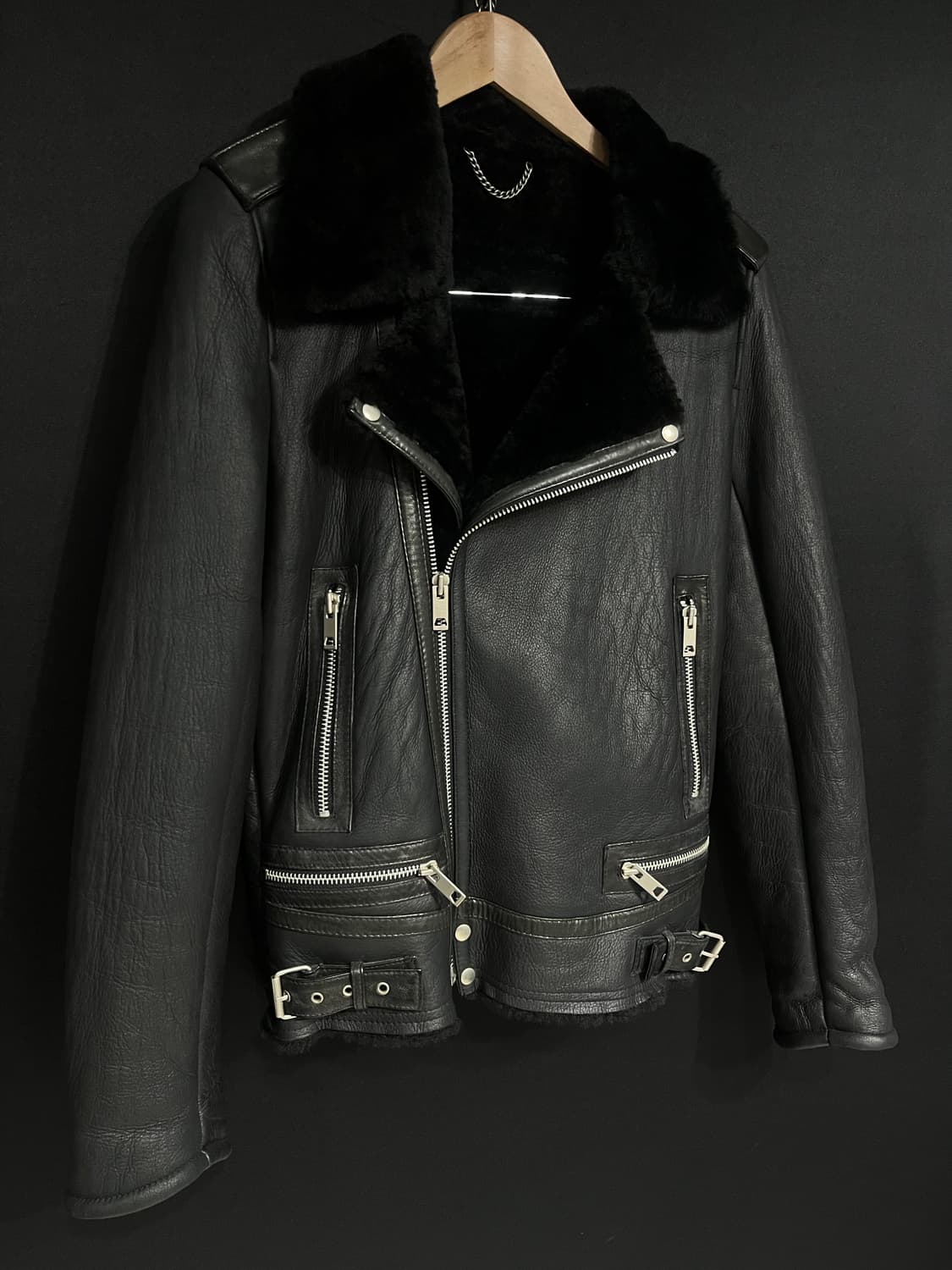 양털 2양가죽 더블라이더 시어링 자켓 상품이미지3