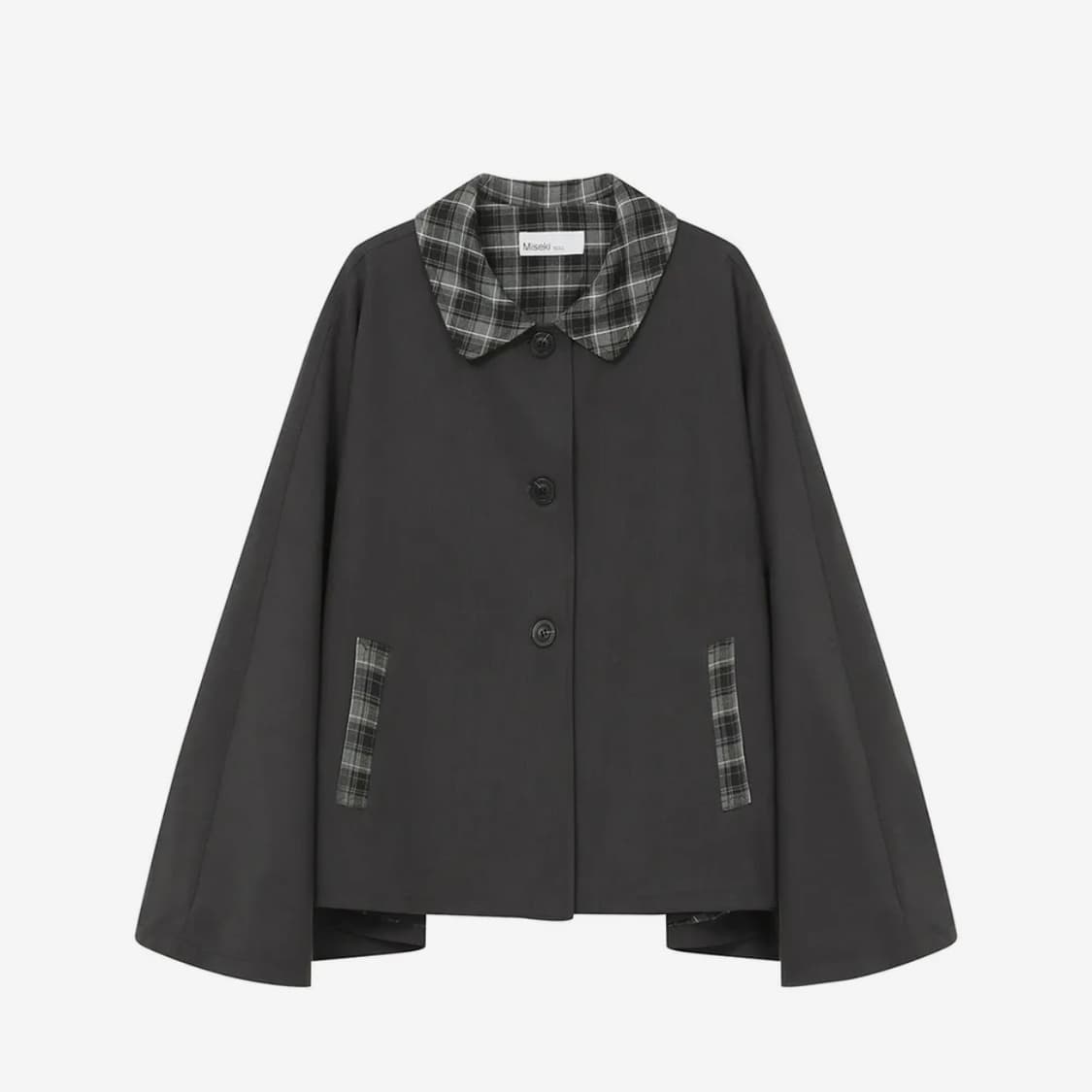 Check cape jacket CHARCOAL  상품이미지1