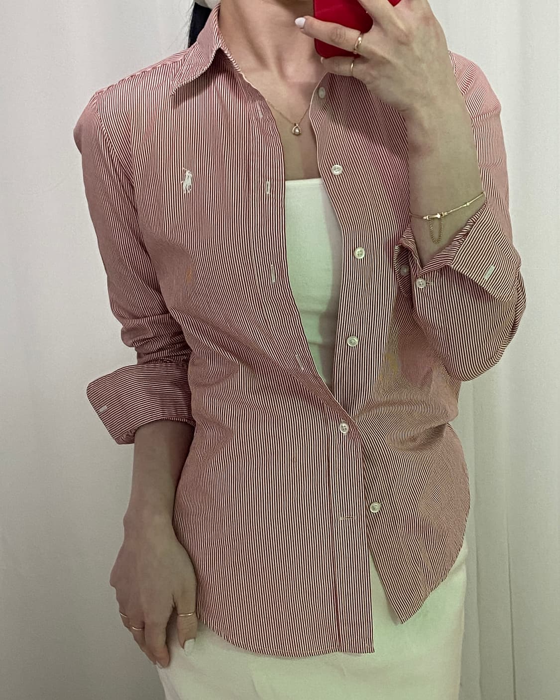 폴로 스트라이프 화이트 포니 셔츠 상품이미지1