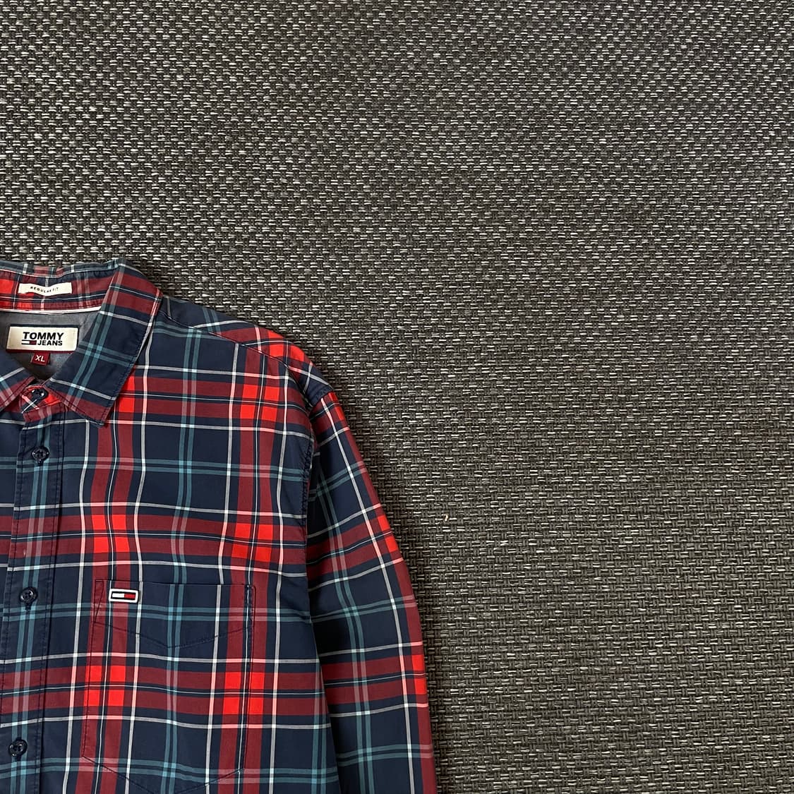 타미힐피거 레드블루 체크 긴팔 셔츠 레귤러핏 XL 상품이미지3