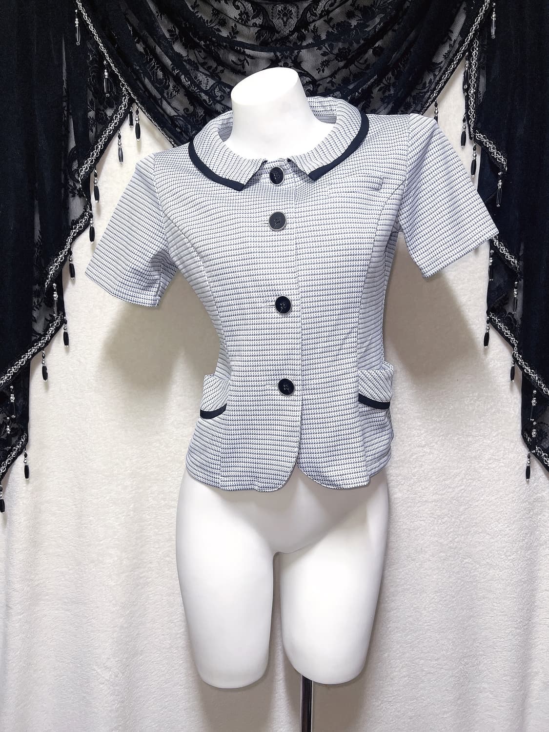 로맨틱갸루 로걀 반팔 블라우스자켓 러블리 양산형 하객 핀터 올드머니 상품이미지1