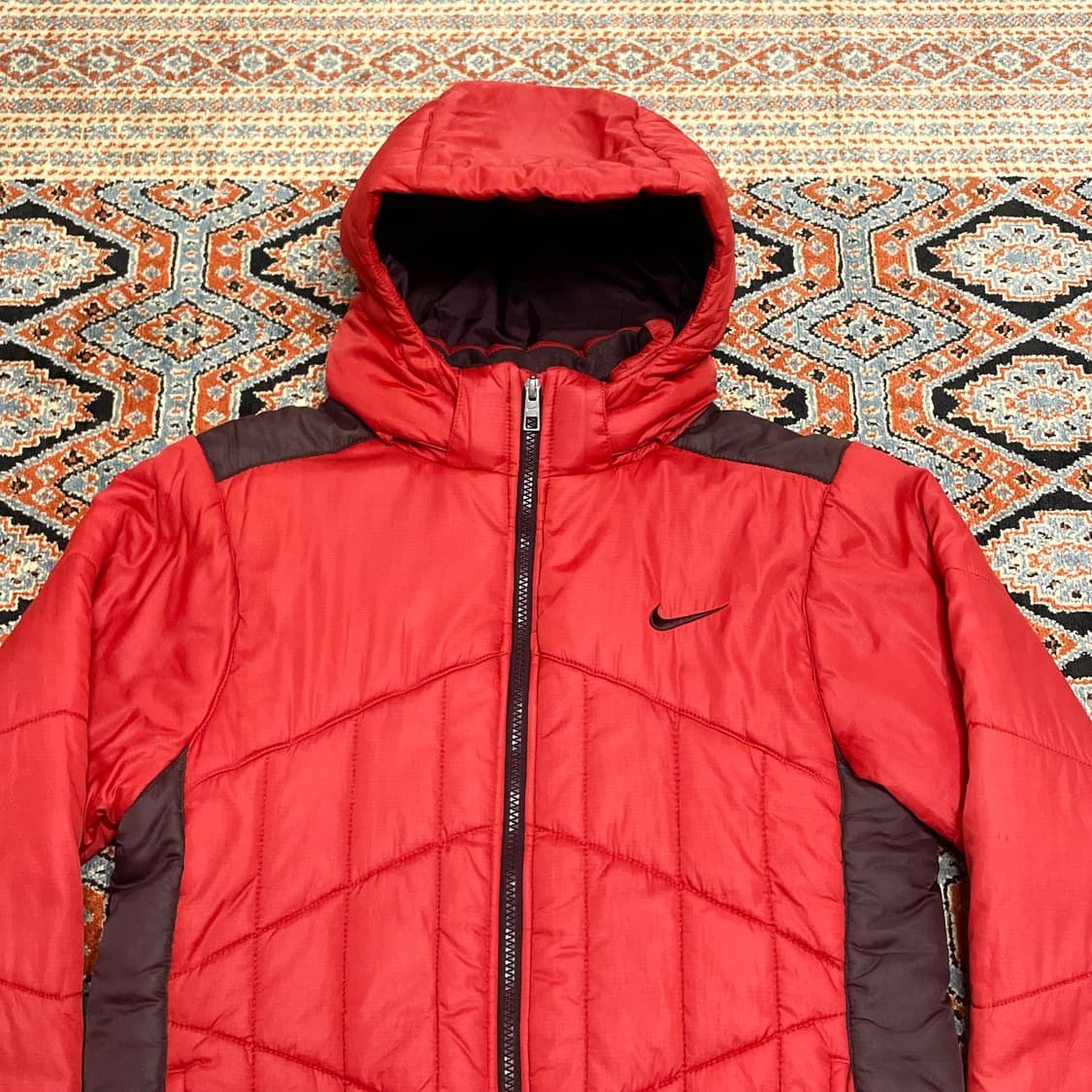 나이키 스우시로고 레드 폴리 패딩점퍼 여성L 상품이미지2