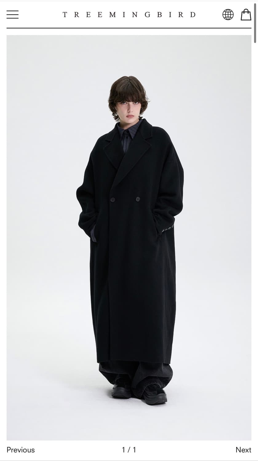 트리밍버드 와이드 롱코트 블랙 상품이미지1