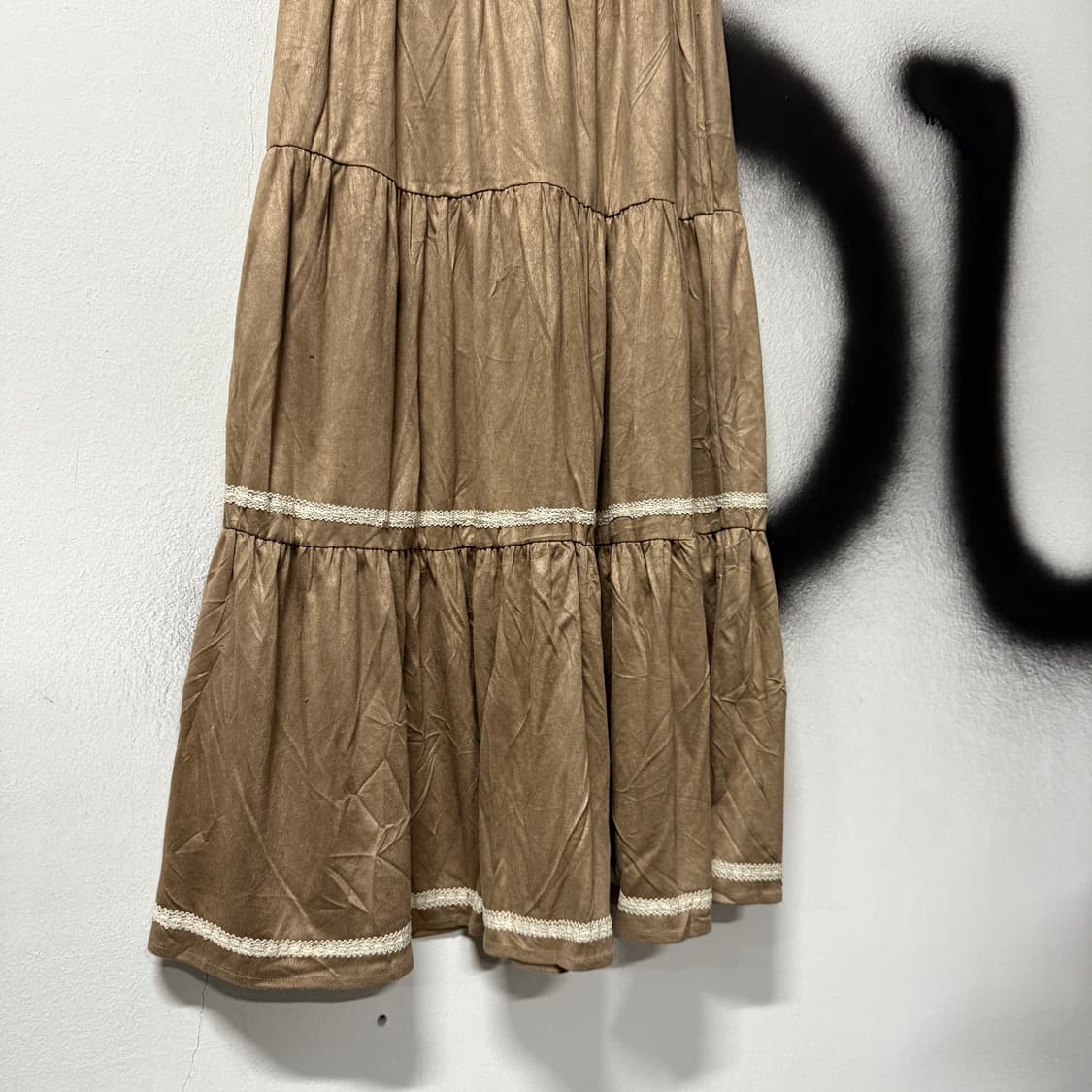 VTG 빈티지 러블리 브라운 캉캉 플레어 롱스커트 상품이미지4