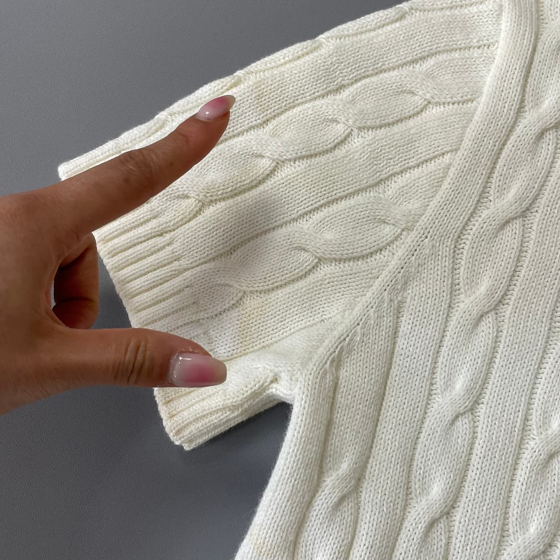 빈폴 화이트 꽈배기 반팔니트 S 상품이미지5