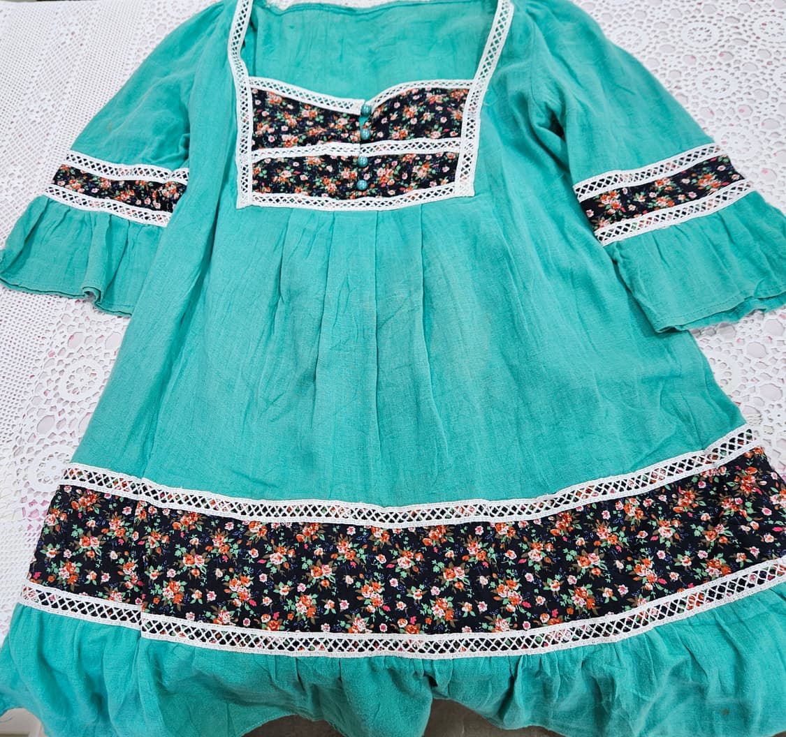 빈티지 플라워 에스닉 원피스 민트 상품이미지7