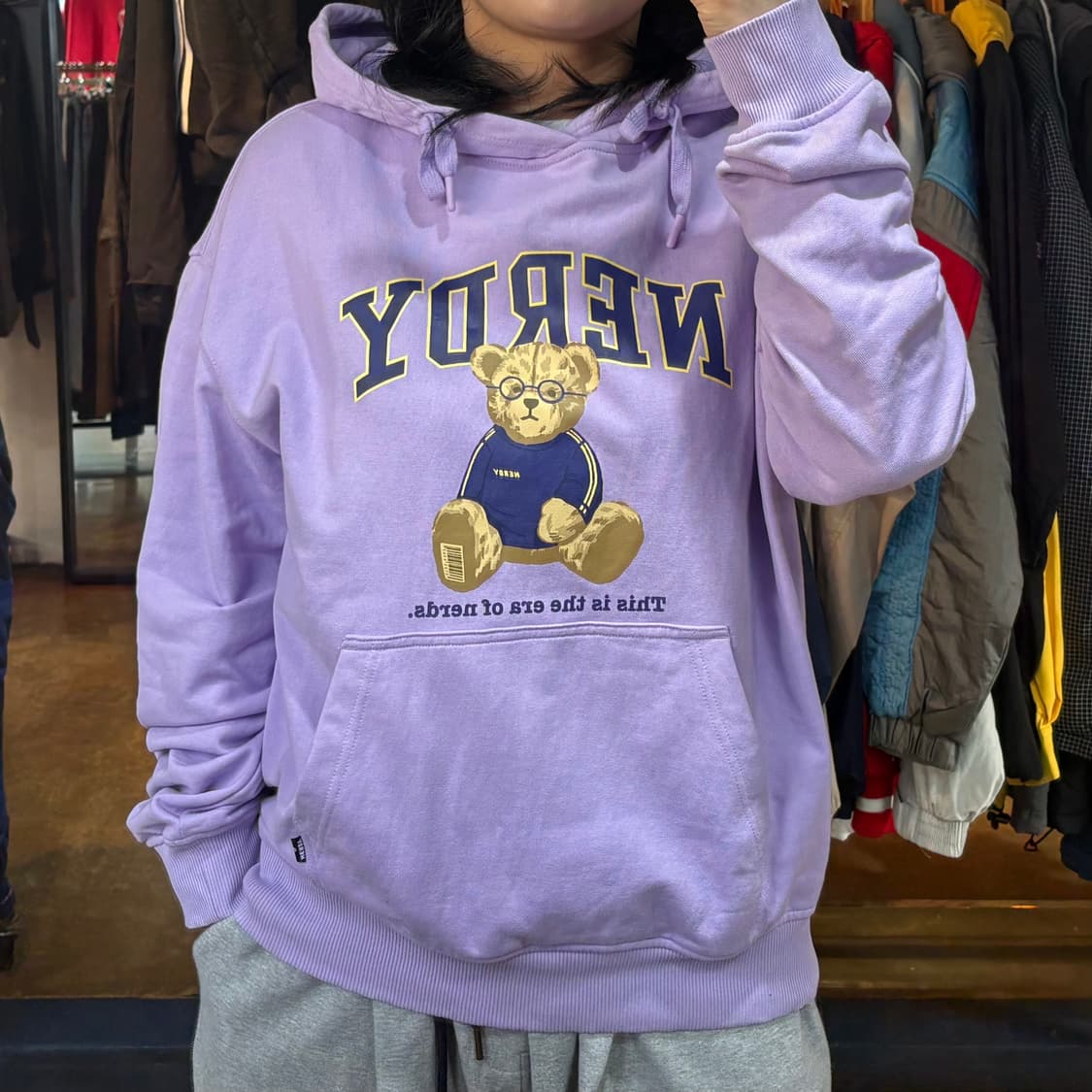 널디 프린팅 연보라 후드 상품이미지1