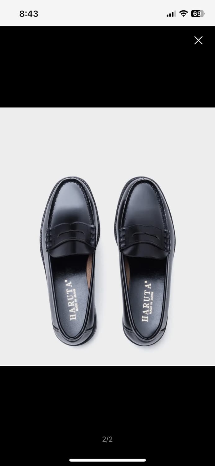 HARUTA 9064 하루타 남성용 소가죽 와이드 페니로퍼 블랙 255  상품이미지1