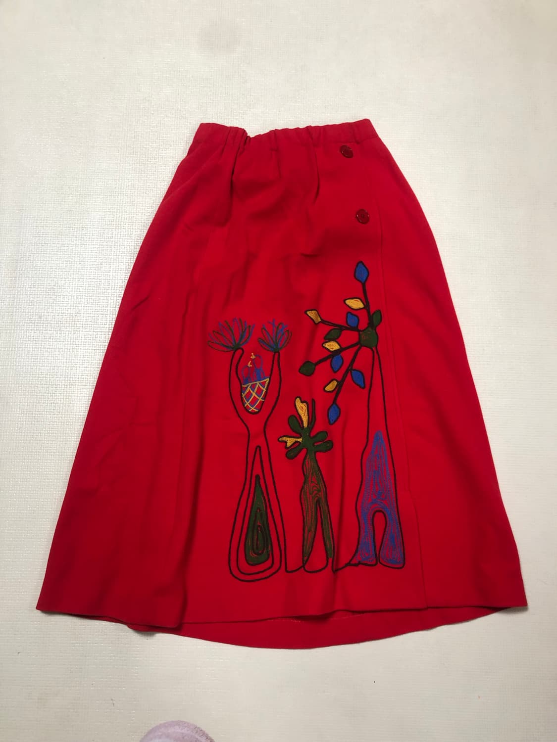 빈티지 레드 오리엔탈 버튼 롱 스커트 상품이미지8