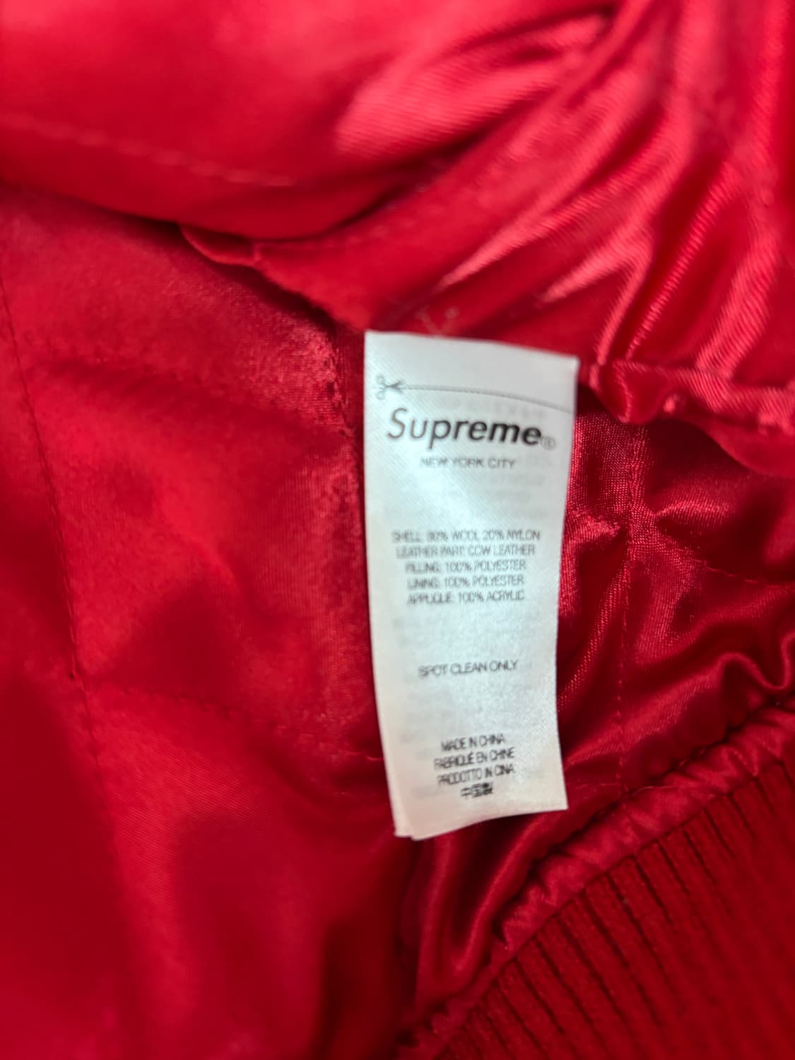 슈프림 빅로고 바시티 자켓 레드 M 상품이미지4