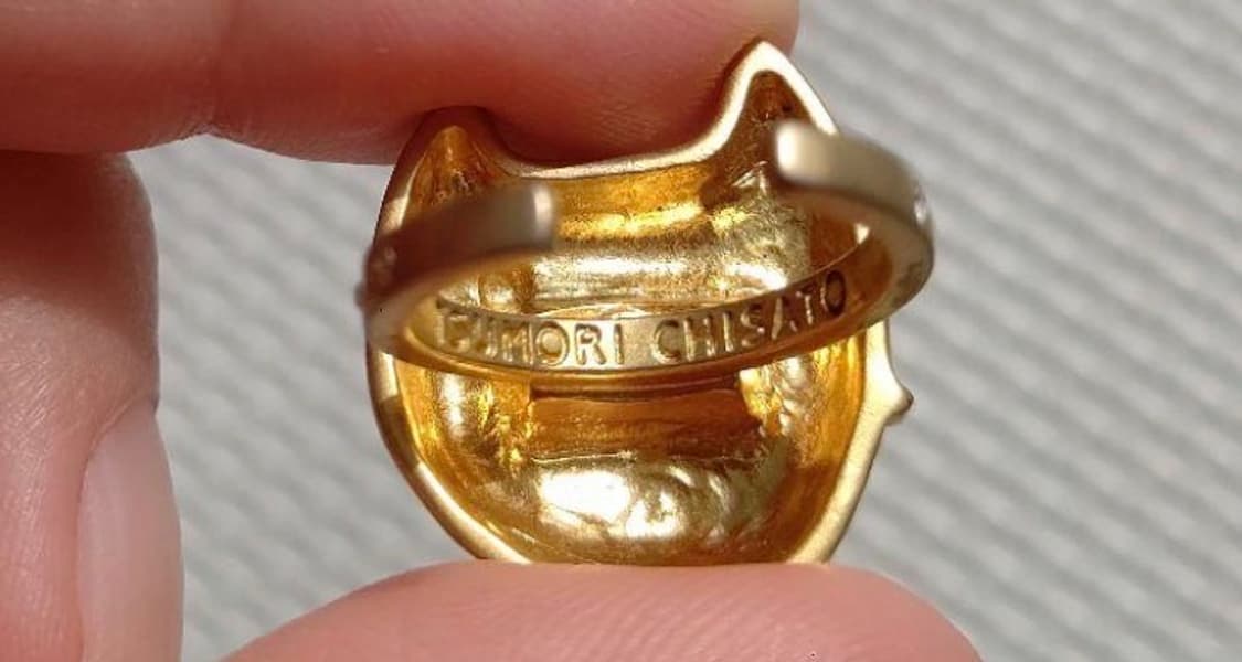 희귀 츠모리 치사토 고양이 얼굴 골드 링 상품이미지3