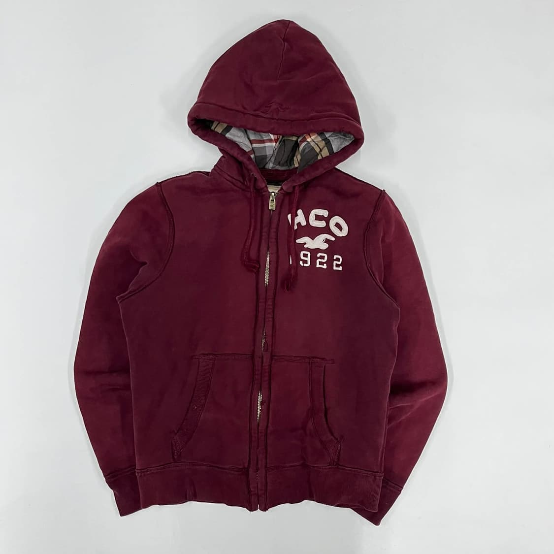 홀리스터 y2k 버건디 안감 퀄팅 후드집업 대장급 희귀져지(M) 상품이미지2