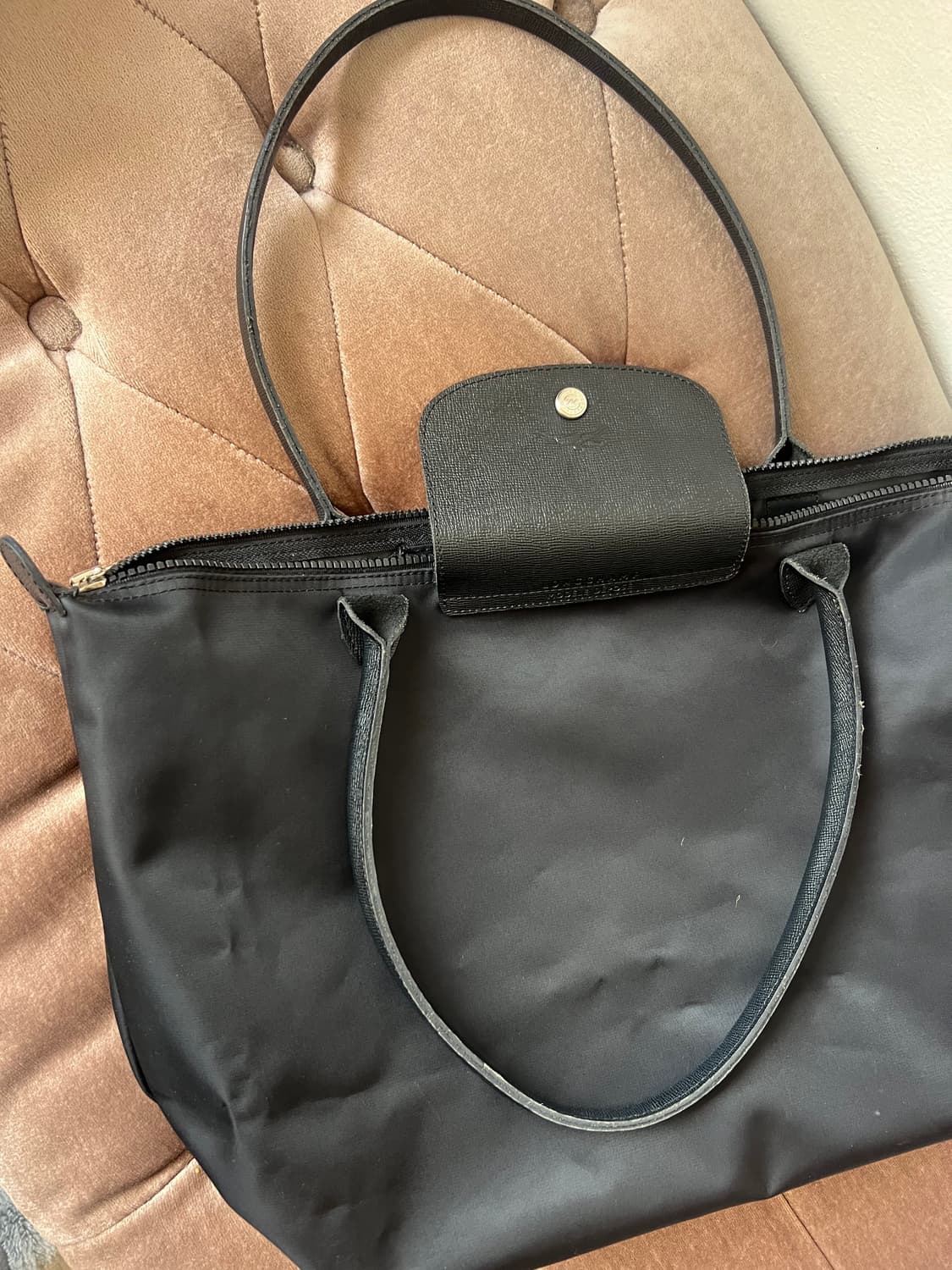 롱샴 르플리아쥬 블랙 빅숄더백 토트백 상품이미지6