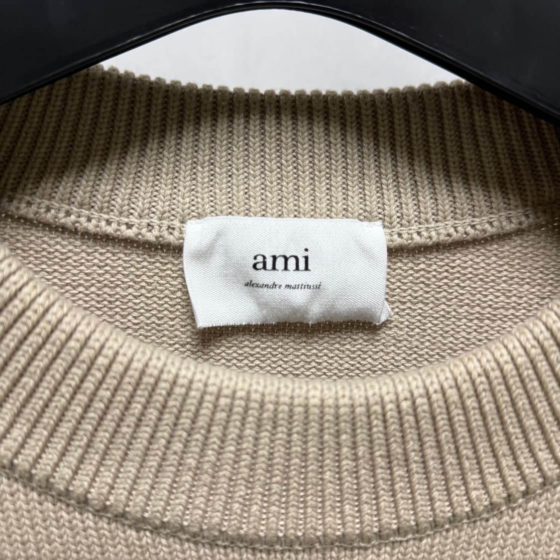 [XL사이즈] 아미 빅하트 로고 오버사이즈 니트 스웨터 베이지 화이트 상품이미지3