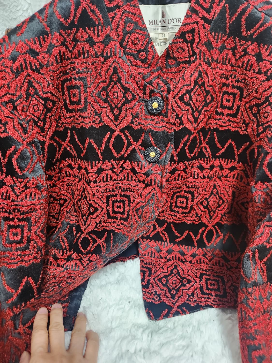 MILAN DONNA 패턴 자켓 레드 블랙 상품이미지3